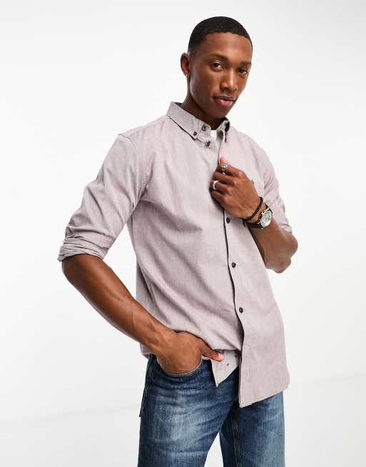 French Connection long sleeve oxford shirt in burgundy