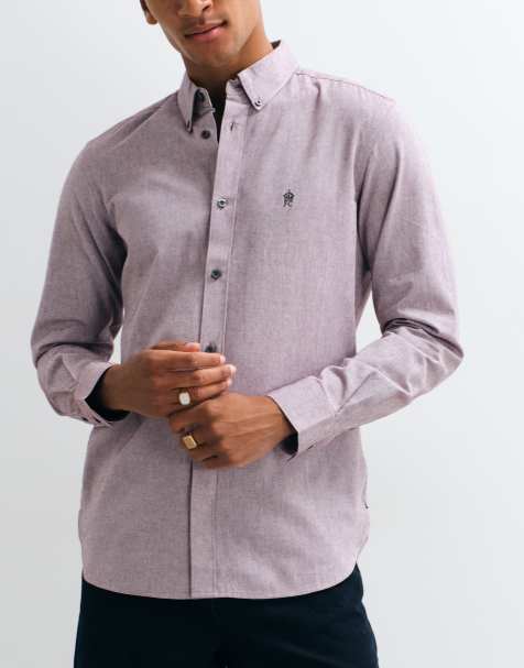 French Connection long sleeve oxford shirt in burgundy - view 1