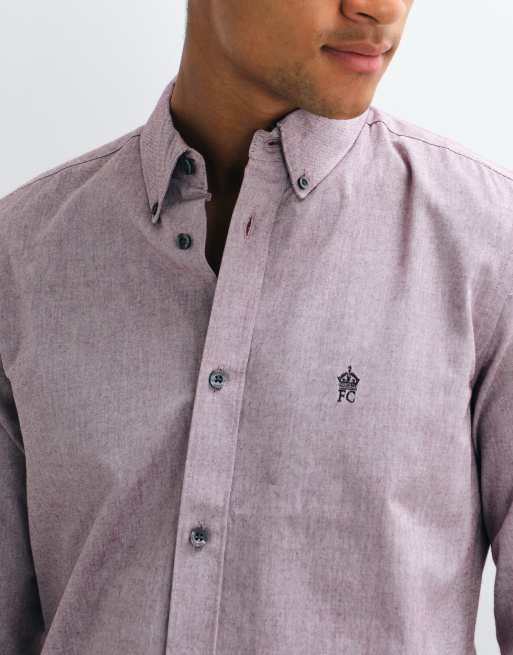 French Connection long sleeve oxford shirt in burgundy, 2 of 5