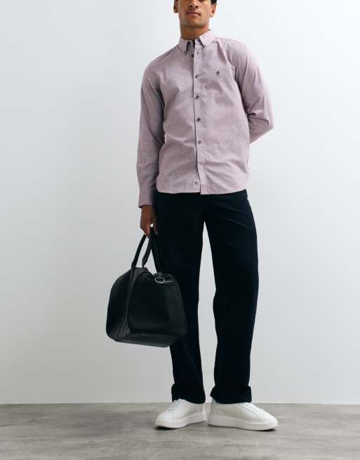 French Connection long sleeve oxford shirt in burgundy, 3 of 5