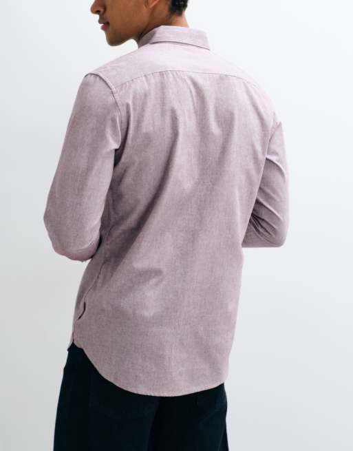French Connection long sleeve oxford shirt in burgundy, 4 of 5