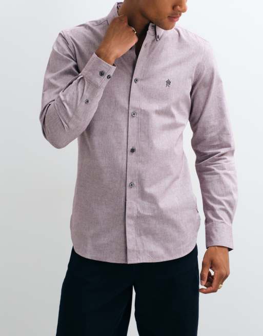 French Connection long sleeve oxford shirt in burgundy, 5 of 5