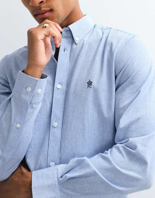 French Connection long sleeve oxford shirt in light blue, 4 of 5