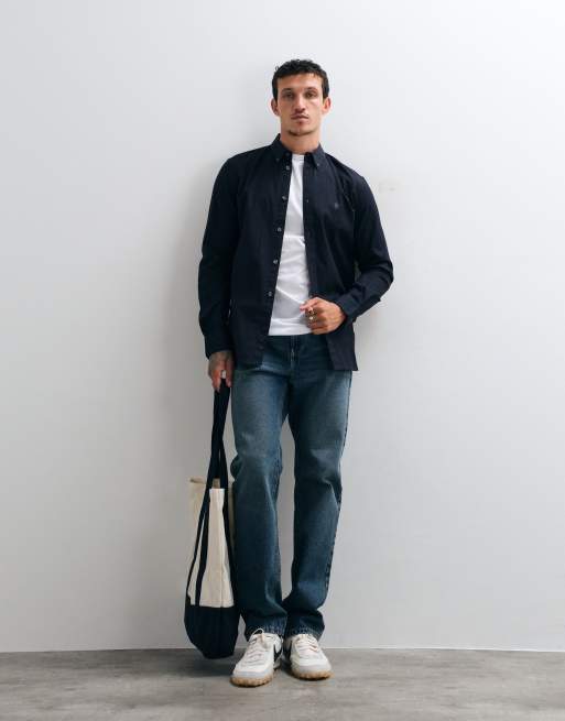 French Connection long sleeve oxford shirt in navy, 3 of 5