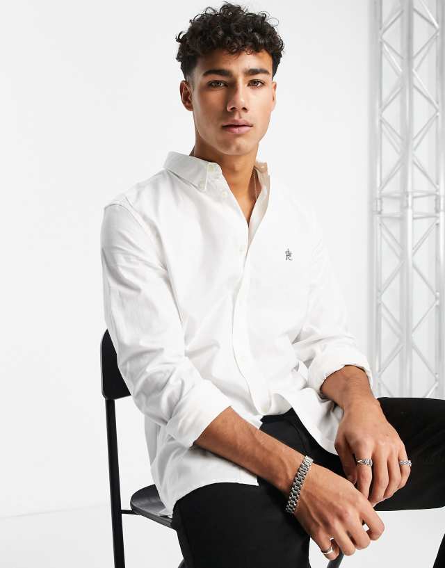 French Connection long sleeve oxford shirt in white