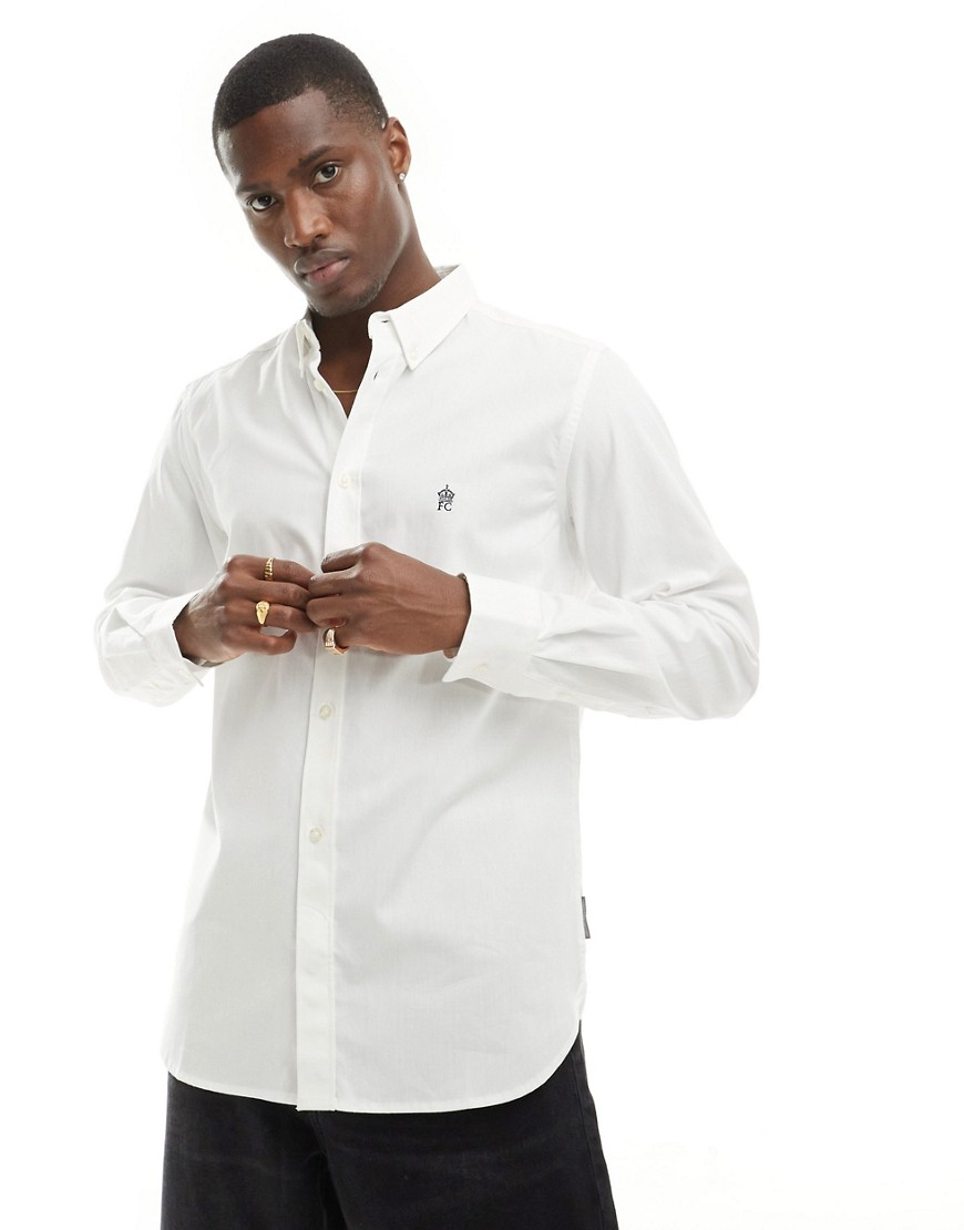Shop French Connection Long Sleeve Oxford Shirt In White