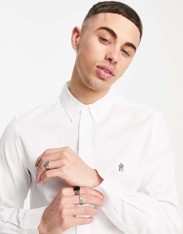 French Connection long sleeve oxford shirt in white