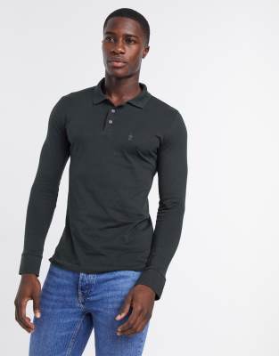 French Connection Long Sleeve Polo In Khaki-green | ModeSens