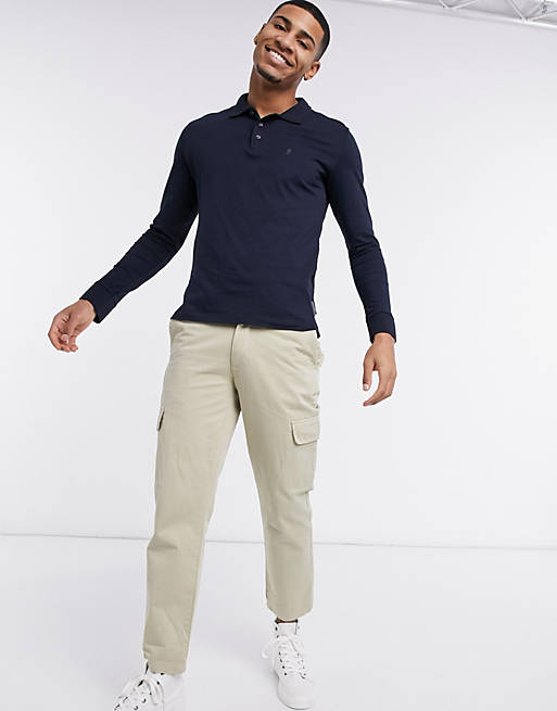 French Connection long sleeve polo in navy | ASOS