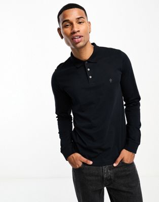 French Connection long sleeve polo in navy - ASOS Price Checker