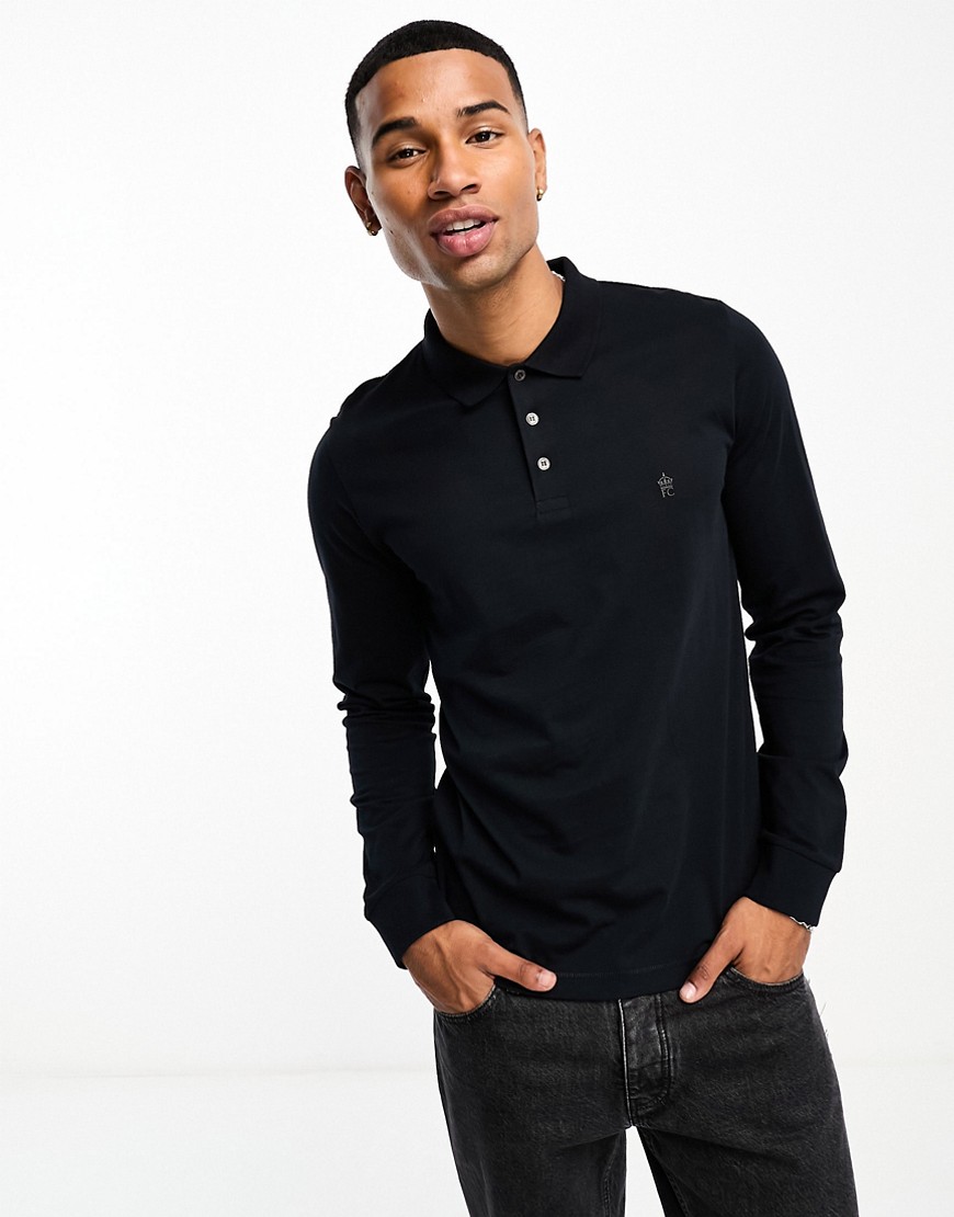 Shop French Connection Long Sleeve Polo In Navy