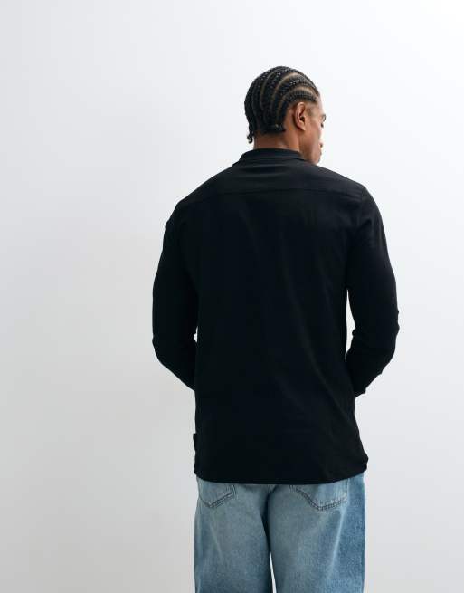 French Connection long sleeve polo shirt in black, 5 of 5