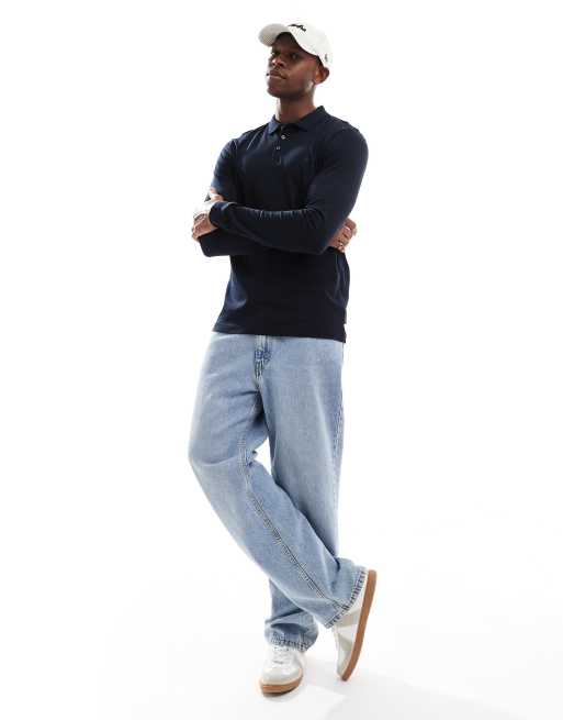 French Connection long sleeve polo shirt in navy, 2 of 4