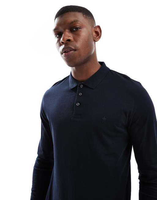 French Connection long sleeve polo shirt in navy, 3 of 4