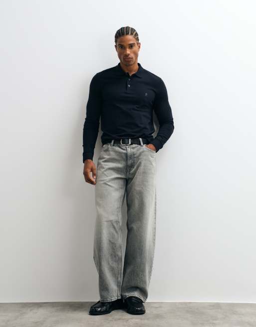 French Connection long sleeve polo shirt in navy, 2 of 5