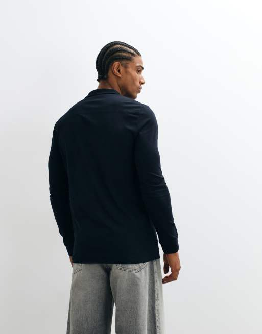 French Connection long sleeve polo shirt in navy, 4 of 5
