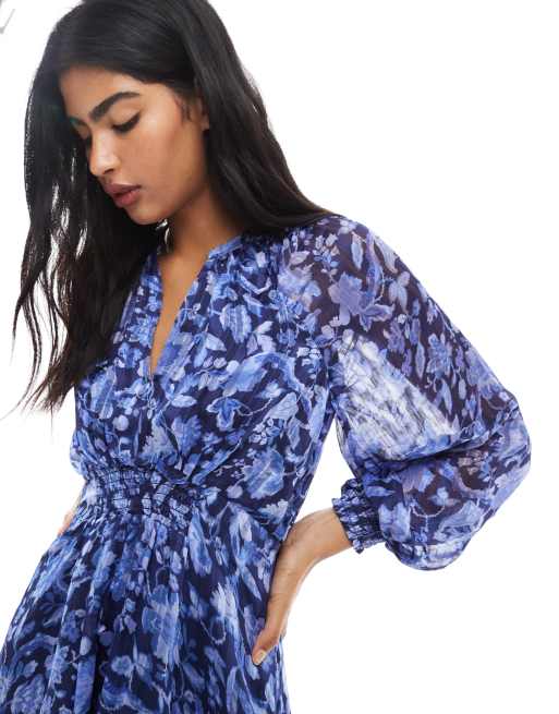 french connection blue floral maxi dress Venus Goddess Of Love Hand Smocked Dress main image 1