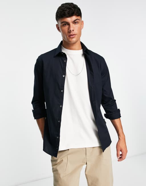 French Connection long sleeve shirt in navy | ASOS