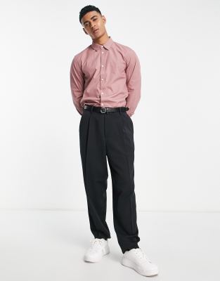 French Connection long sleeve shirt in salmon pink and white  - ASOS Price Checker