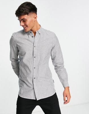 French Connection long sleeve stripe shirt in marine