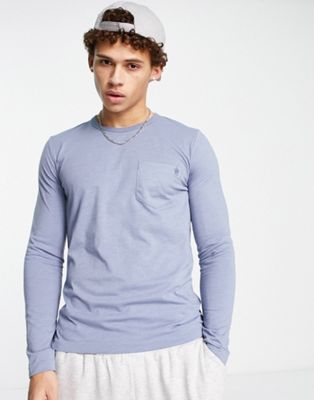 French Connection long sleeve top with pocket in light blue - ASOS Price Checker