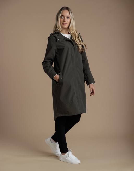 French Connection Longline hooded parka jacket in khaki, 3 of 4