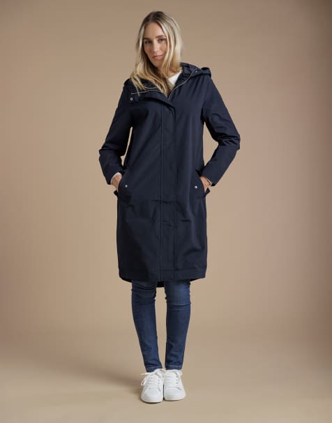 French Connection Longline hooded parka jacket in navy - view 1