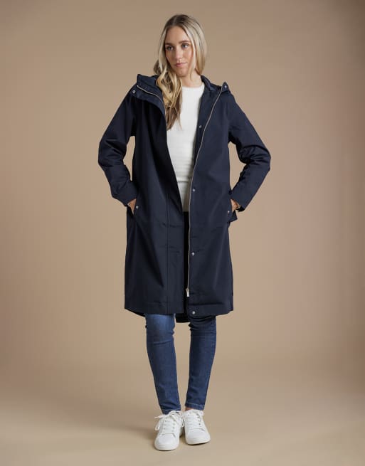 French Connection Longline hooded parka jacket in navy, 3 of 4