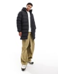 [French Connection Mens] French Connection longline puffer jacket in black Chest 34 Black