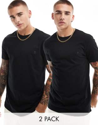 French Connection - Lot de 2 t-shirts ras de cou à manches courtes et logo - Noir