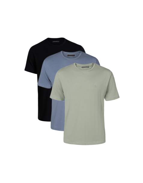 French Connection - Lot de 3 t-shirts ras de cou à manches courtes en coton - Bleu marine - view 1