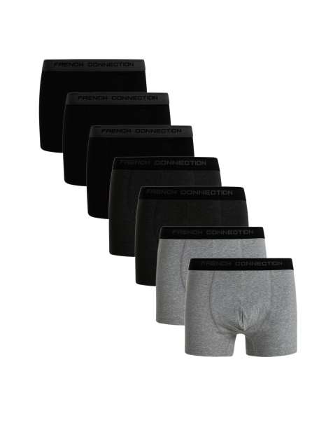 French Connection - Lot de 7 boxers en coton - Gris - view 1
