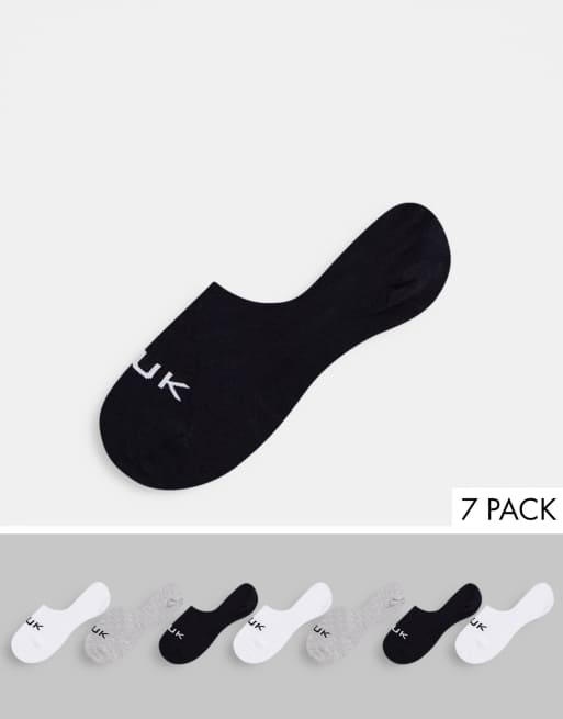 French Connection - Lot de 7 paires de chaussettes de sport invisibles - Gris multicolore