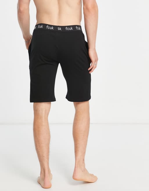 French Connection lounge shorts with logo waistband in black, 2 of 4