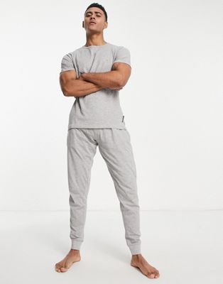 French Connection lounge t-shirt and jogger set in light grey