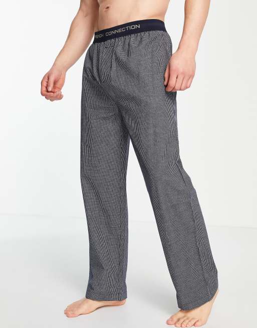 French Connection – Loungehose aus Webstoff in Schwarz mit Mini-Karomuster
