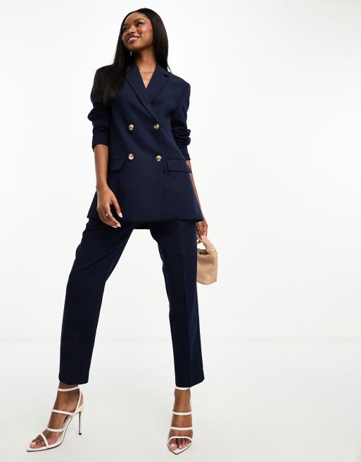 Tailored Navy Blue Women's Slim Pants