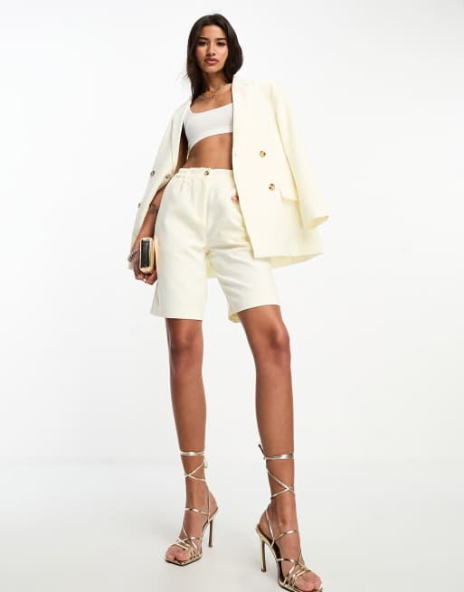 French Connection luxe tailored short co-ord in ivory | ASOS