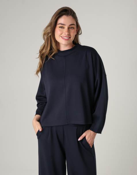 French Connection Luxe turtle neck long sleeve jumper in navy - view 1