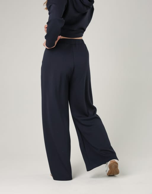 French Connection Luxe wide leg draped trouser in navy, 2 of 4