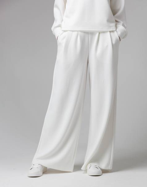 French Connection Luxe wide leg draped trouser in off white - view 1