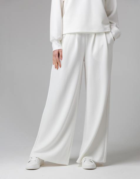 French Connection Luxe wide leg draped trouser in off white - view 1