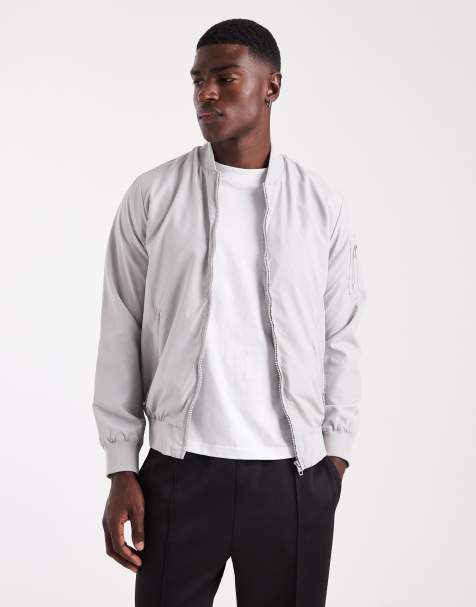 French Connection Ma1 technical bomber jacket in light grey - view 1