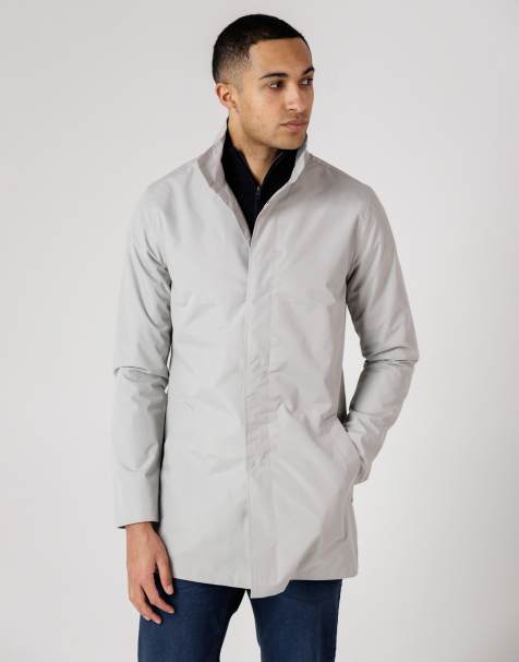 French Connection Mac funnel neck mid-length jacket in light grey - view 1