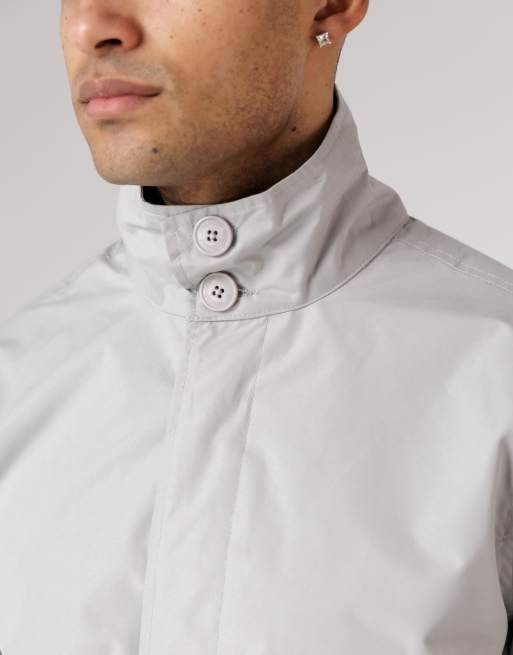 French Connection Mac funnel neck mid-length jacket in light grey, 3 of 4