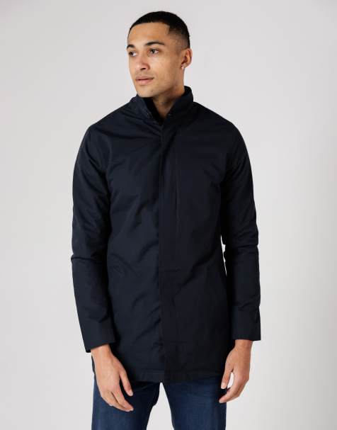French Connection Mac funnel neck mid-length jacket in navy - view 1