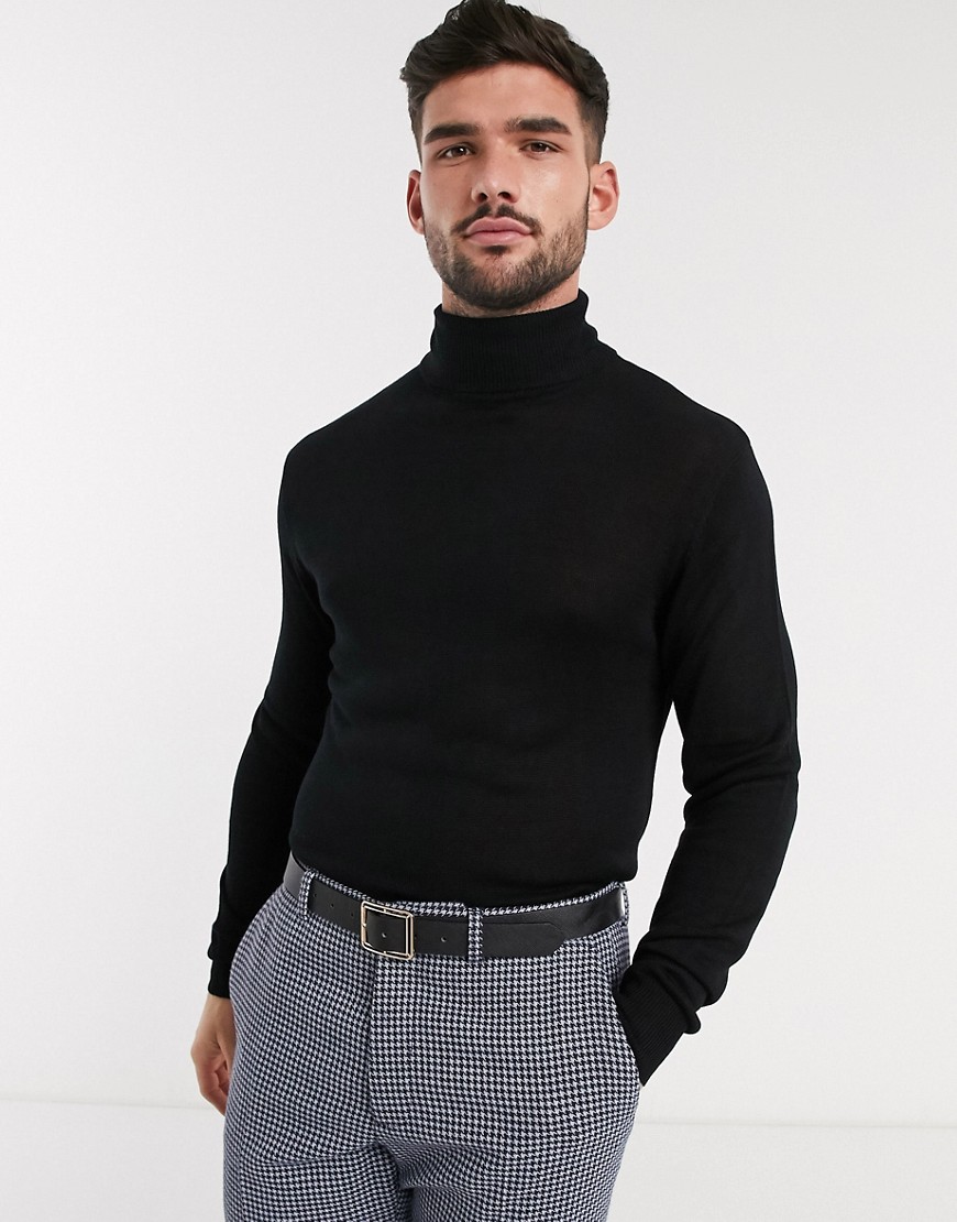 French Connection - maglione con collo alto e logo-nero