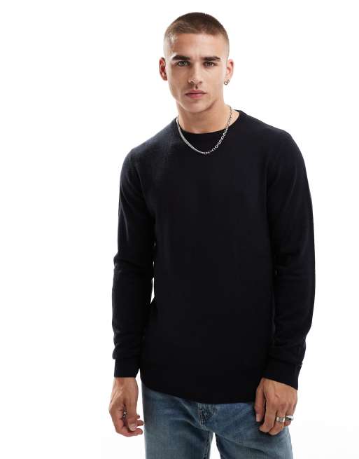 French Connection - Maglione girocollo soffice al tatto blu navy