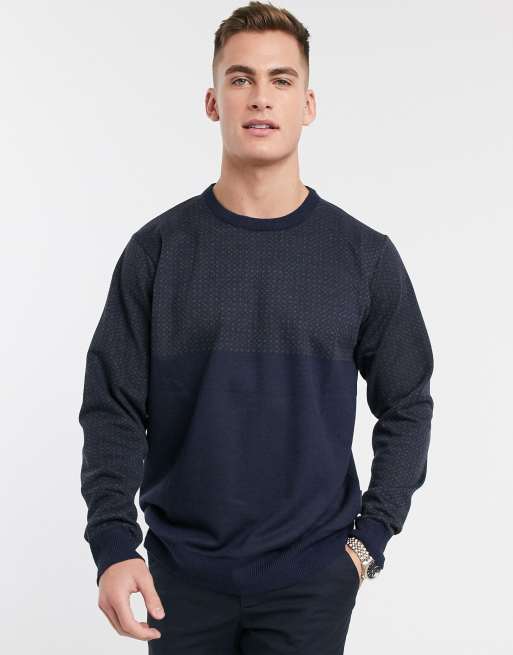 French Connection - Maglione girocollo testurizzato bicolore a rombi