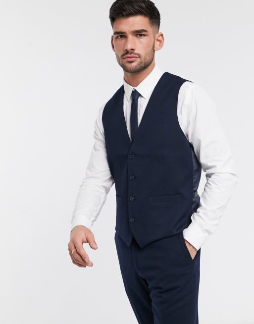  French Connection - Costume de mariage en flanelle coupe slim - Bleu, 3 de 4